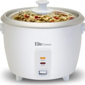 Elite Cuisine ERC-008 Maxi-Matic 16 Cup Rice Cooker with Glass Lid, White