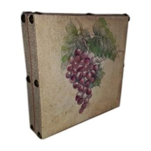 Susan Winget Wine Purple Grapes Hand Embellished Linen Wall Art 12 inch x 12 inch x 2.5 inch