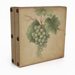 Susan Winget Wine White Grapes Hand Embellished Linen Wall Art 12 inch x 12 inch x 2.5 inch